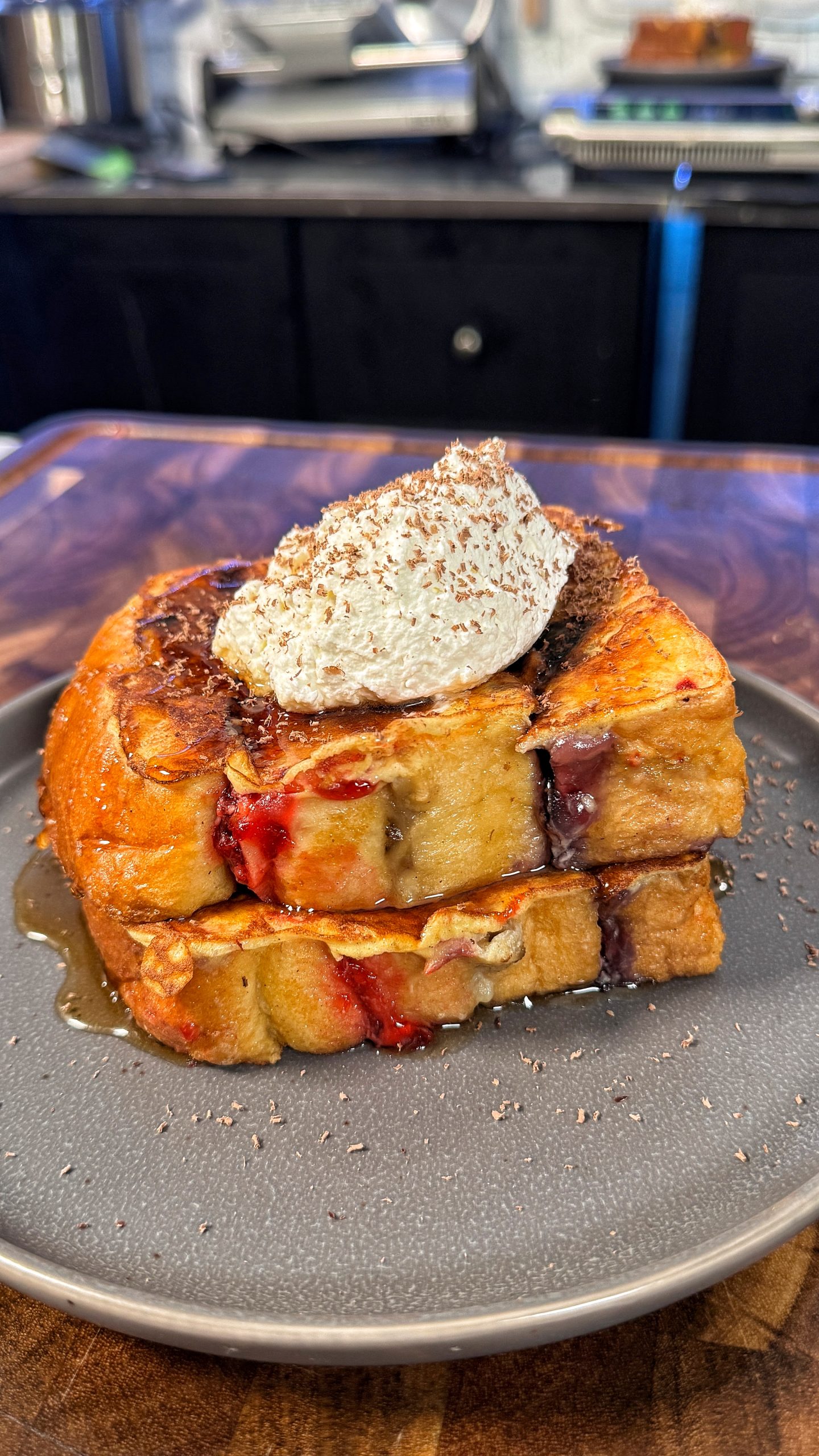 Easy Triple Layer French Toast with Banana, Berries & Chocolate
